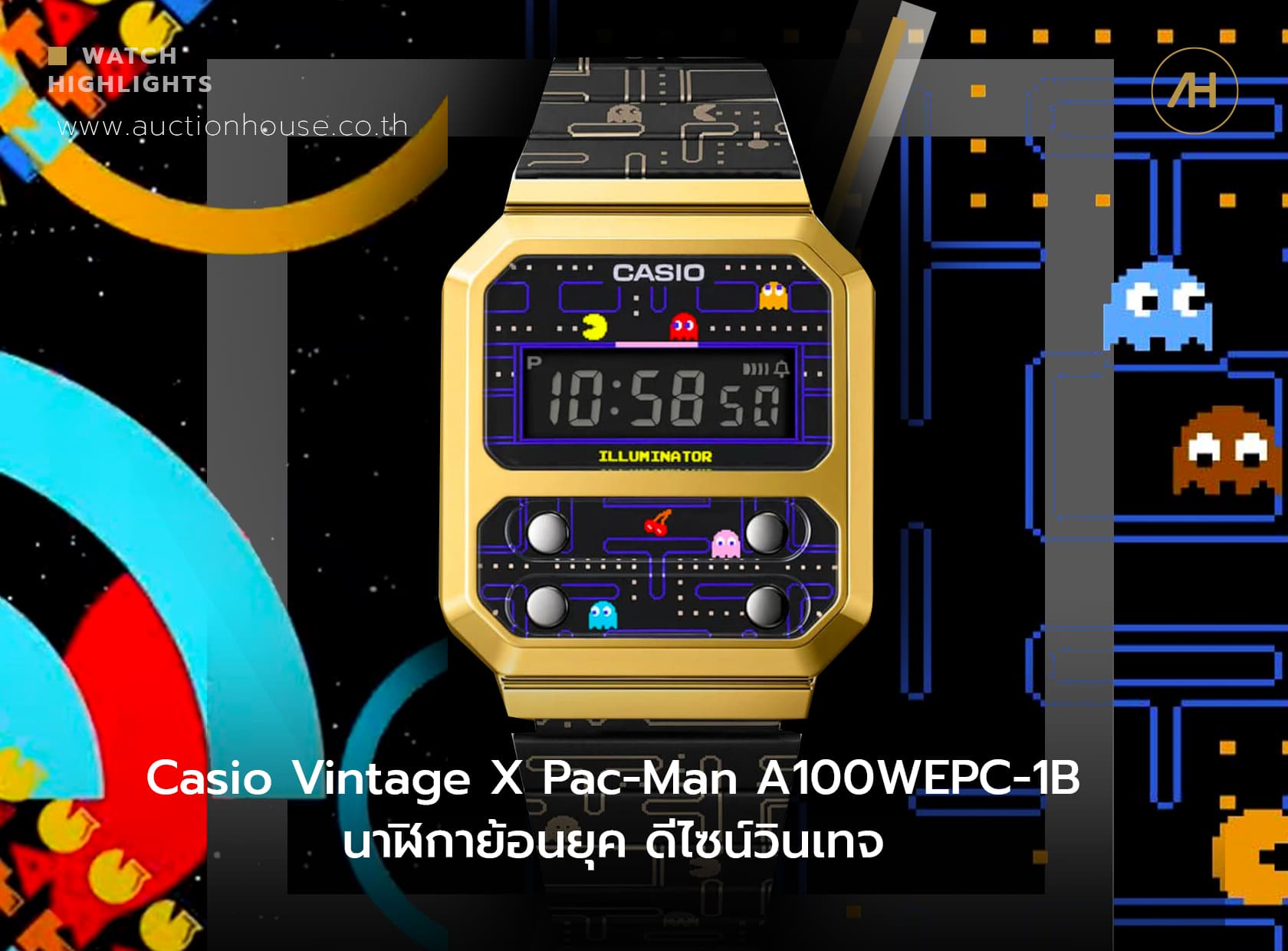 Cover image for Casio Vintage X Pac-Man A100WEPC-1B นาฬิกาย้อนยุค